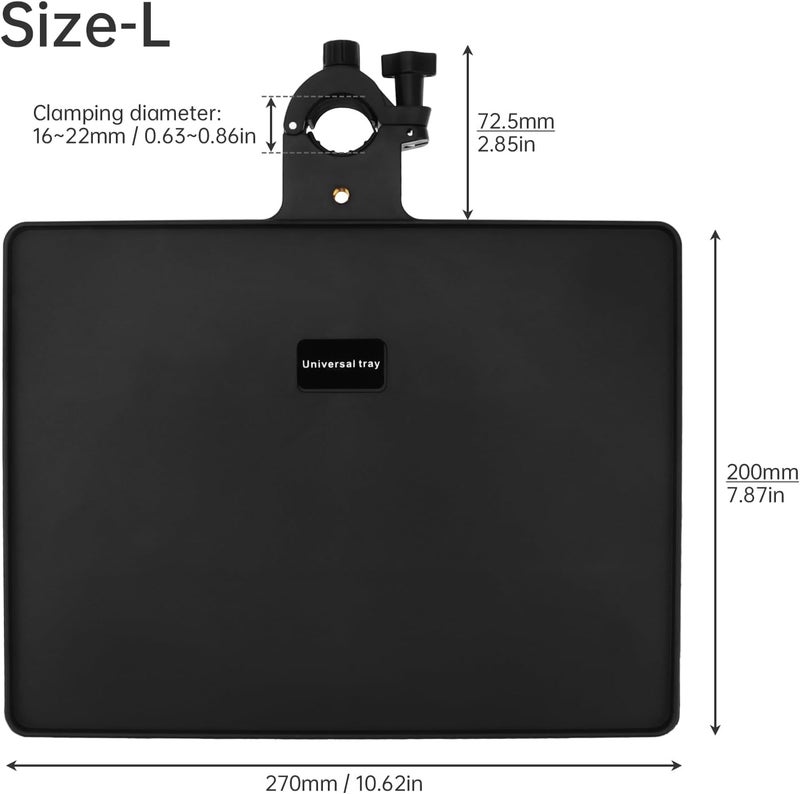 RTNLIT Microphone Music Stand Tray, Adjustable Clamp On Rack Tray Holder with 7.7 Pound Weight Capacity, for Music Sheet, Singing, Stage, Audio Recording (10.6" x 8") - Image 2